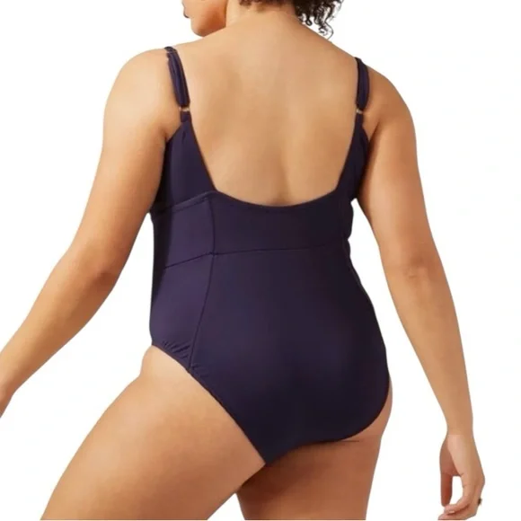 ANDIE SWIM navy blue square neck Havana One Piece XL Swimsuit NWT